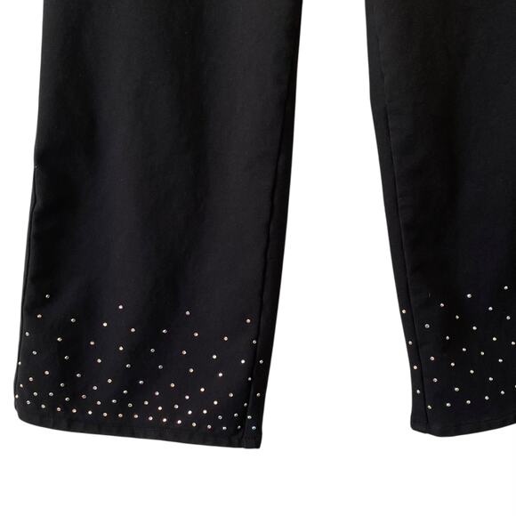 QUACKER FACTORY DREAMJEANNES NWOT Sparkle & Shine Pull On Gaucho Pants L Black - Picture 3 of 6